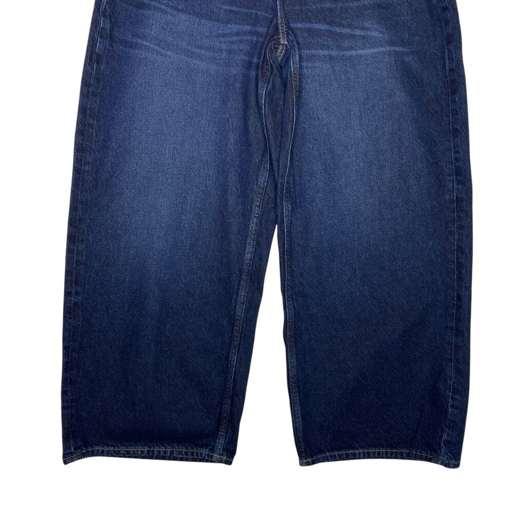 Old Navy Baggy Wide Leg Jeans Dark Wash Mid Rise Sz 14 Petite Skater Streetwear - Picture 7 of 13